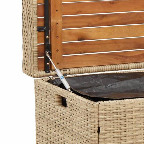 Opbevaringsbænk 100x50x52 cm polyrattan og akacietræ beige
