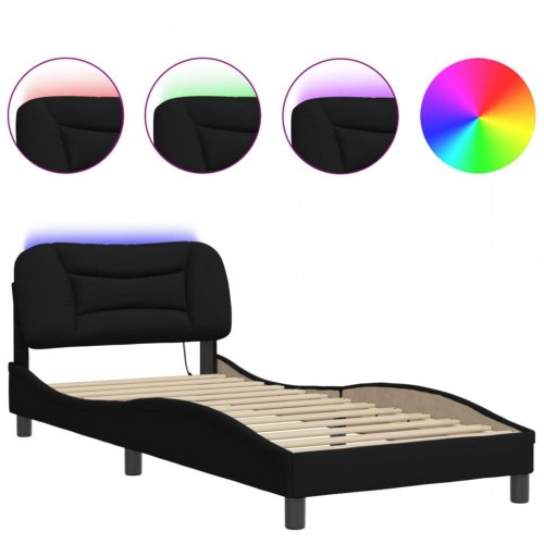 Sengeramme med LED Hvar 90 x 190 cm - sort