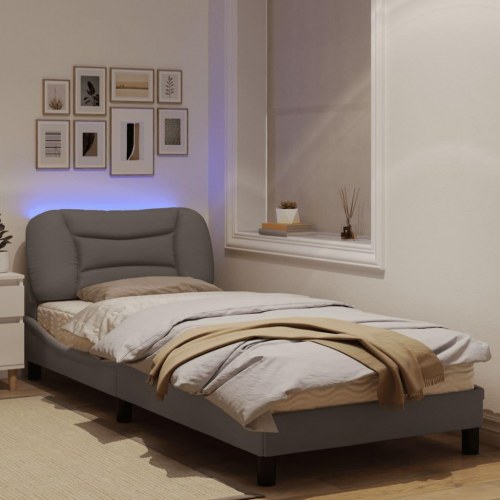 Sengeramme med LED Hvar 90 x 190 cm uden madras - gråbrun