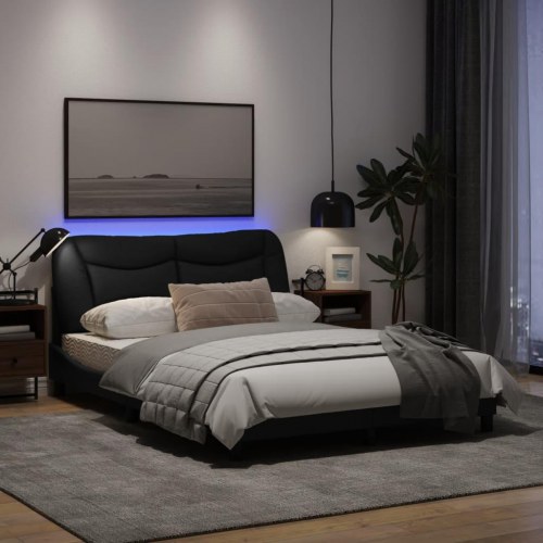 Sengeramme med LED Hvar 120 x 200 cm uden madras - sort