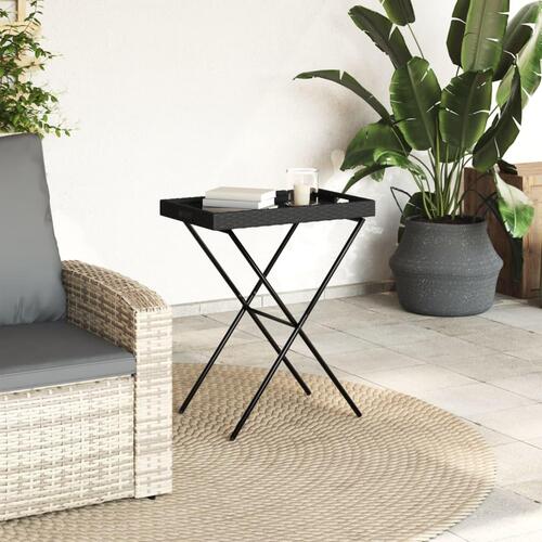 Bakkebord 65x40x75 cm polyrattan sort