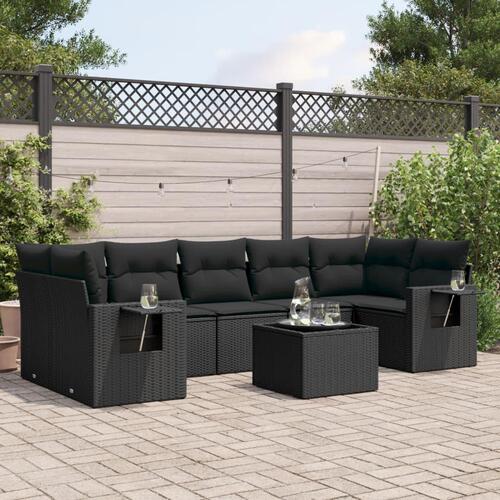 Sofasæt til haven 8 dele med hynder polyrattan sort
