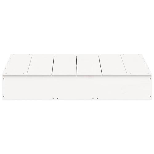 Sandkasse med låg 111x111x19,5 cm massivt fyrretræ hvid