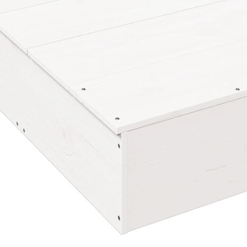 Sandkasse med låg 111x111x19,5 cm massivt fyrretræ hvid