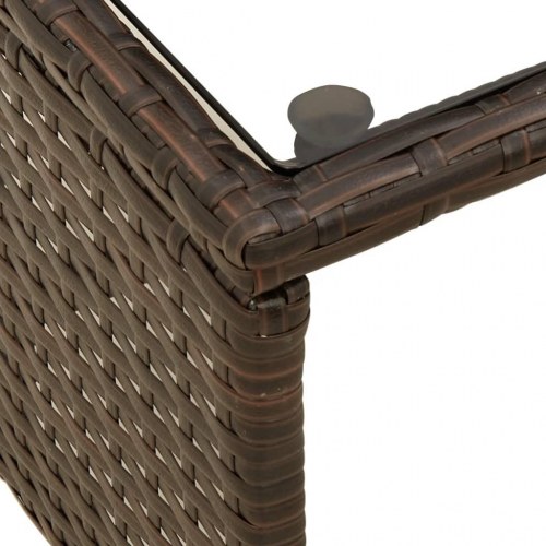 L-formet havesofa med bord og hynder i polyrattan - brun/creme