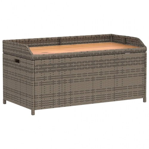 Opbevaringsbænk 100×50×52 cm i polyrattan og akacietræ - grå