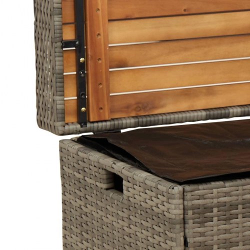 Opbevaringsbænk 100×50×52 cm i polyrattan og akacietræ - grå