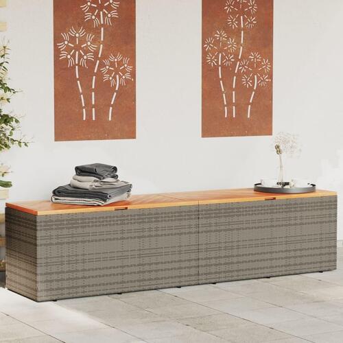 Opbevaringsboks til haven 220x50x54 cm polyrattan akacietræ grå