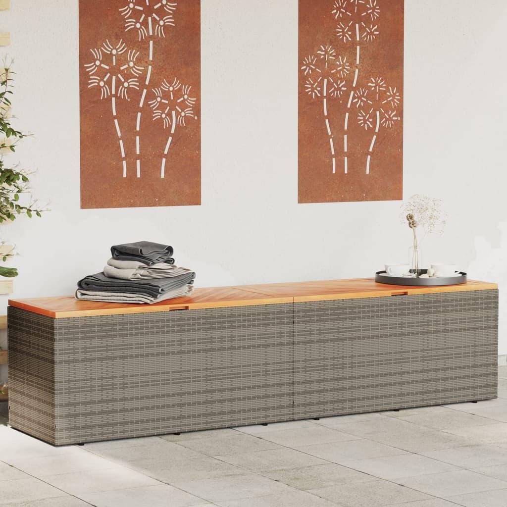 Opbevaringsboks til haven 220x50x54 cm polyrattan akacietræ grå
