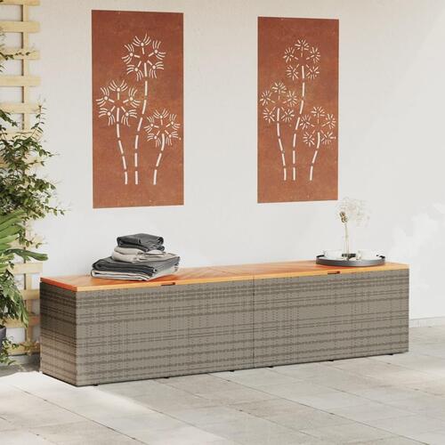 Opbevaringsboks til haven 220x50x54 cm polyrattan akacietræ grå