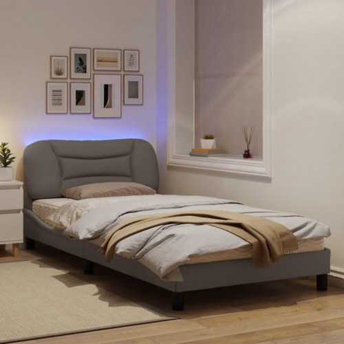 Sengeramme med LED uden madras Hvar 100 x 200 cm - gråbrun