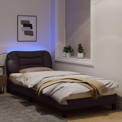 Sengeramme med LED Hvar 90 x 200 cm - mørkebrun