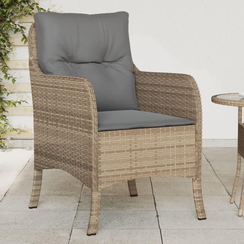 Havestole Med Hynder Polyrattan Sort - Blandet beige / Vævet design