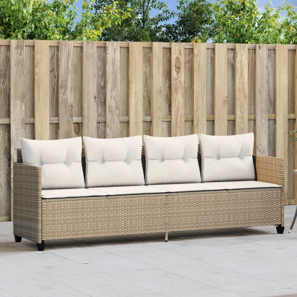 Loungesofa Med Hynder Polyrattan Brun - beige og cremefarvet / uden baldakin