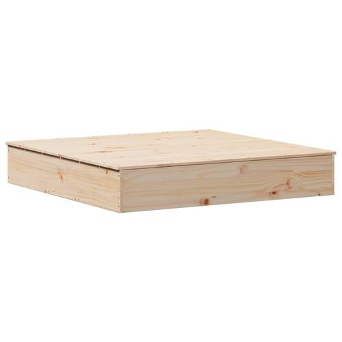 Sandkasse med låg 111x111x19,5 cm massivt fyrretræ