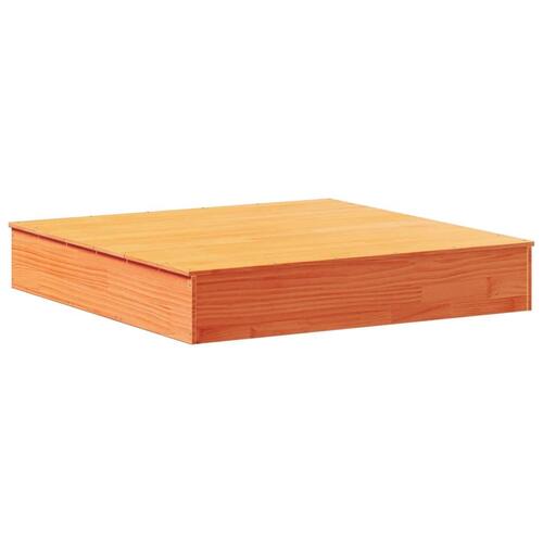 Sandkasse med låg 111x111x19,5 cm massivt fyrretræ gyldenbrun