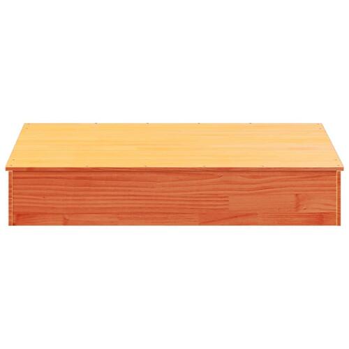 Sandkasse med låg 111x111x19,5 cm massivt fyrretræ gyldenbrun