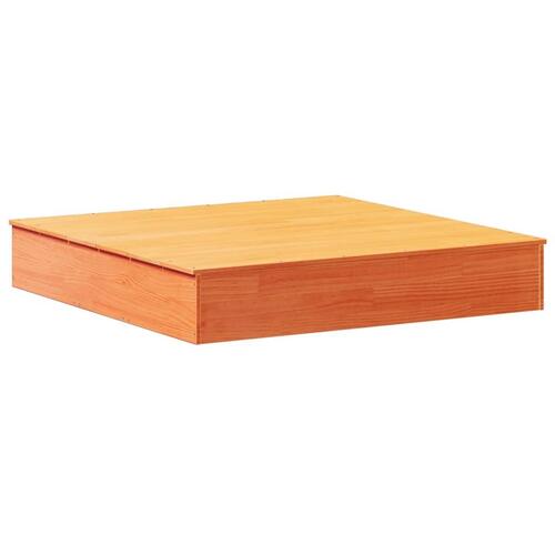 Sandkasse med låg 111x111x19,5 cm massivt fyrretræ gyldenbrun