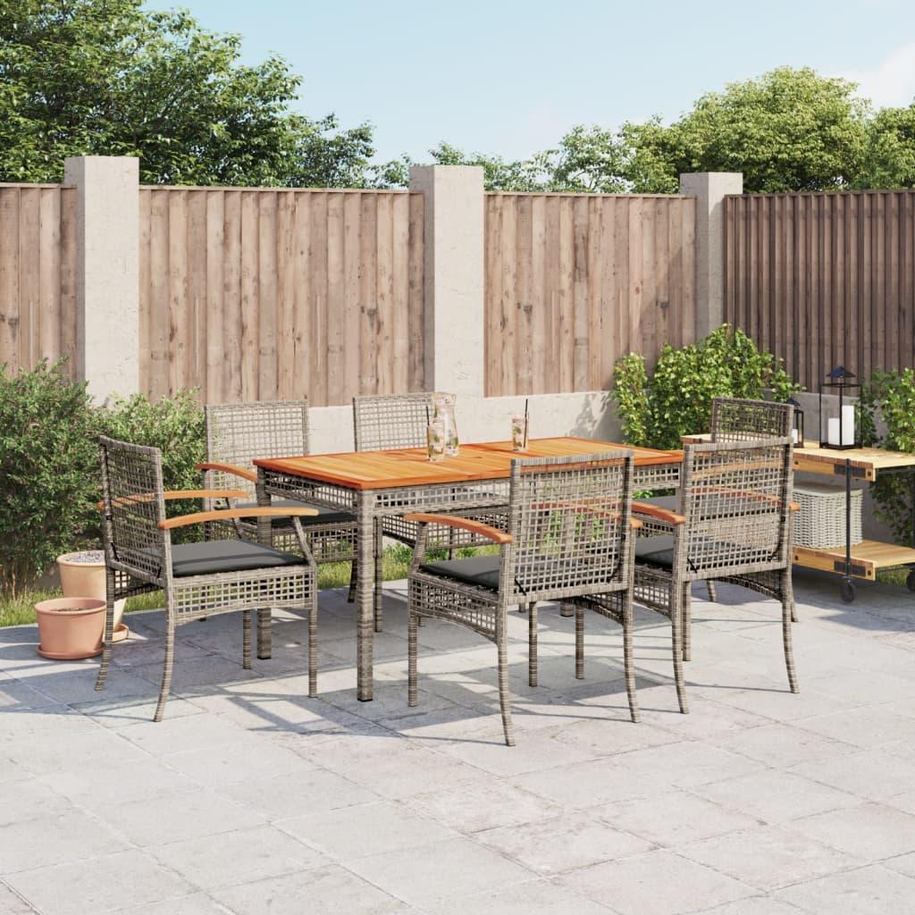 Spisebordssæt Til Haven 5 Dele Med Hynder Polyrattan - 6 / Stol / 140 cm bordlængde