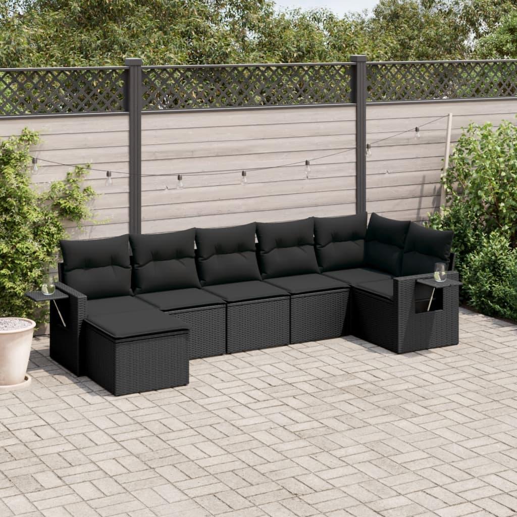 Sofasæt Til Haven 8 Dele Med Hynder Polyrattan - Sort / Med bord