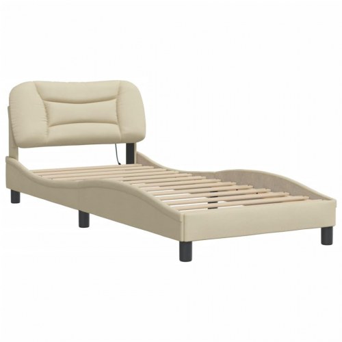 Sengeramme med LED Hvar 90 x 190 cm - cremefarvet