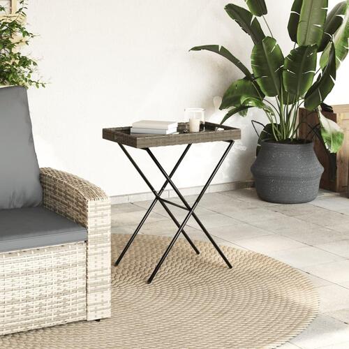Bakkebord 65x40x75 cm polyrattan grå