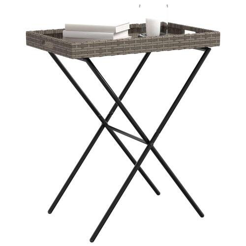 Bakkebord 65x40x75 cm polyrattan grå
