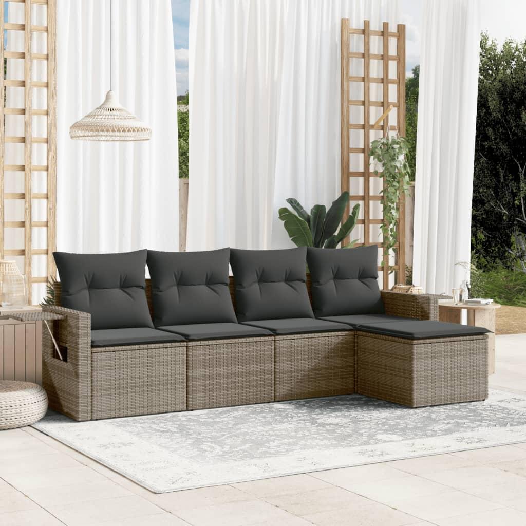 Sofasæt Til Haven 6 Dele Med Hynder Polyrattan - Grå / Uden bord