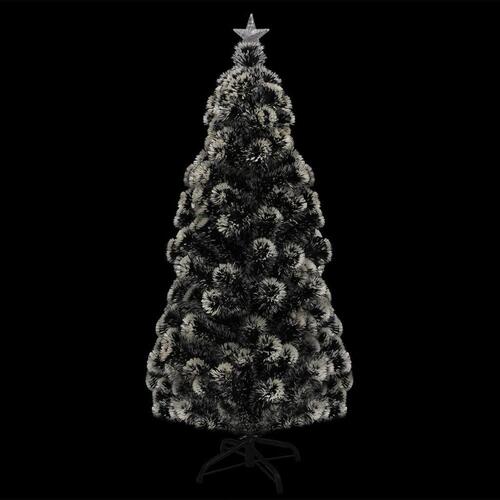 Kunstigt juletræ med fod og LED-lys 150 cm fiberoptisk