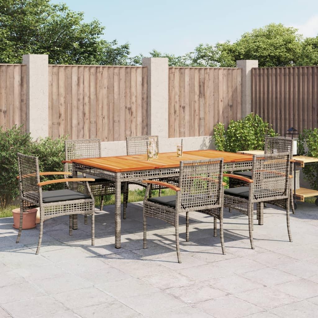 Spisebordssæt Til Haven 5 Dele Med Hynder Polyrattan - 6 / Stol / 180 cm bordlængde