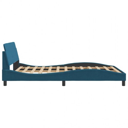 Sengeramme med sengegavl Dover 140 x 190 cm - blå velour
