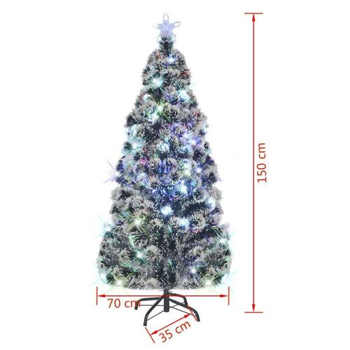 Kunstigt juletræ med fod og LED-lys 150 cm fiberoptisk