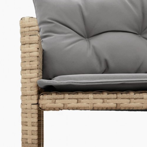 L-formet havesofa med bord og hynder i polyrattan - beige/lysegrå