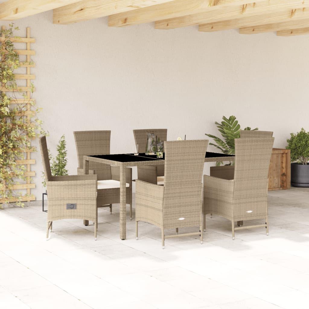 Spisebordssæt Til Haven Med Hynder Polyrattan - 6 / Stol / 150 cm bordlængde