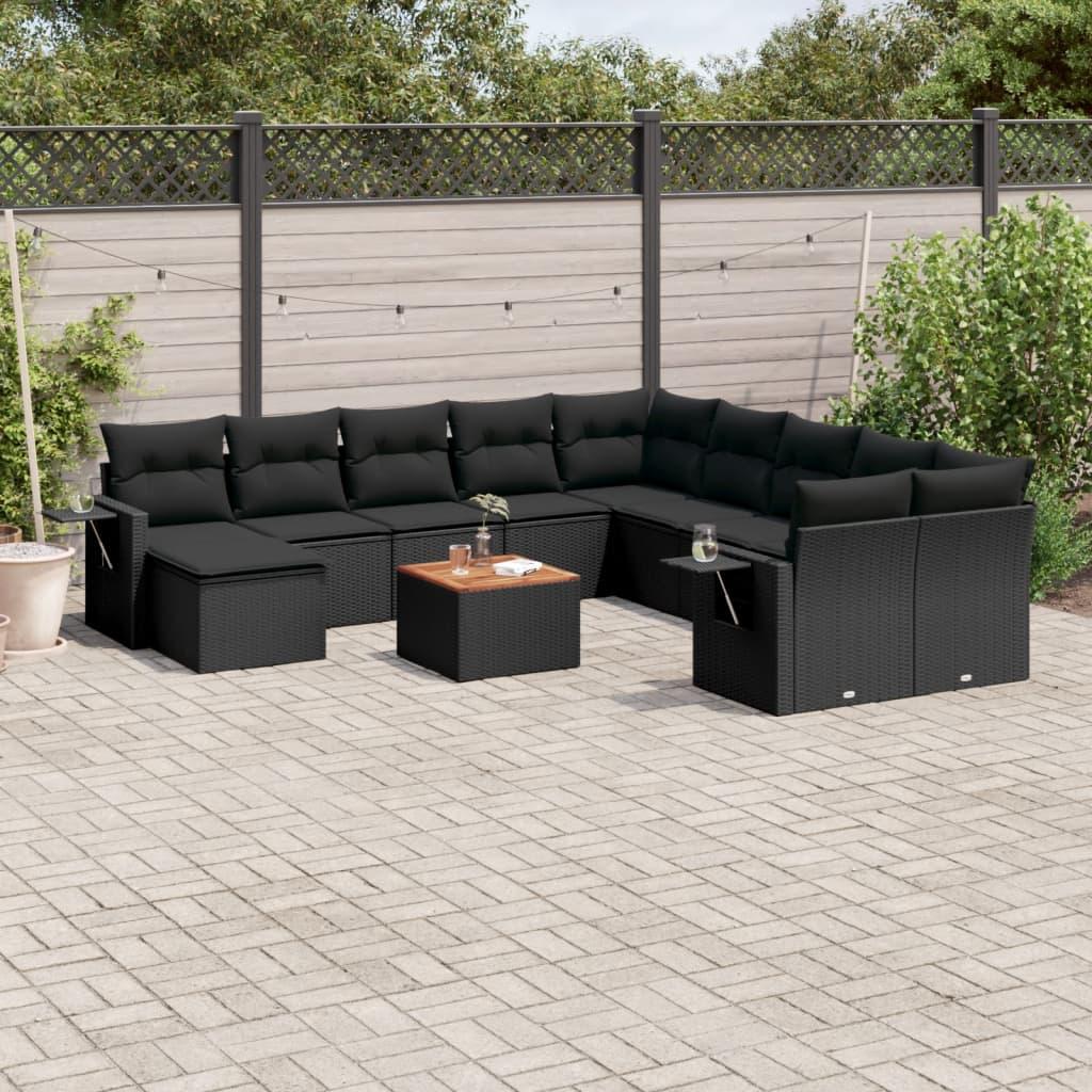 Sofasæt Til Haven 12 Dele Med Hynder Polyrattan Beige - Sort