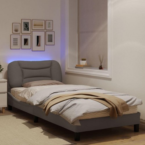 Sengeramme med LED Hvar 90 x 200 cm uden madras - gråbrun