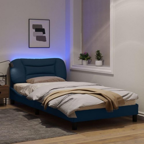 Sengeramme med LED Hvar 100 x 200 cm uden madras - blå
