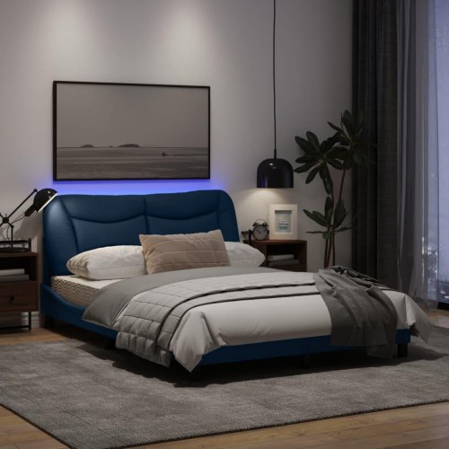 Sengeramme med LED Hvar 120 x 200 cm uden madras - blå