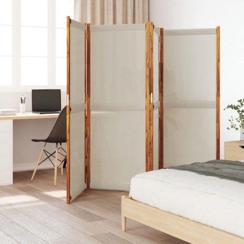 4-panels rumdeler 280 × 180 cm - lysegrå foldeskærm i akacietræ