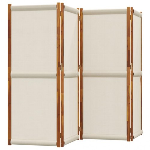 4-panels rumdeler 280 × 180 cm - lysegrå foldeskærm i akacietræ