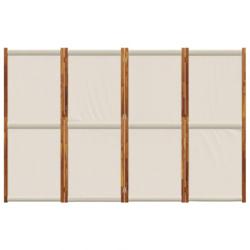 4-panels rumdeler 280 × 180 cm - lysegrå foldeskærm i akacietræ