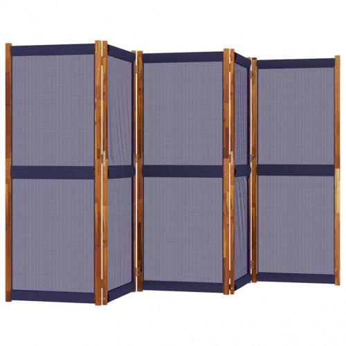5-panels rumdeler 350 × 180 cm - mørkeblå, akacietræ