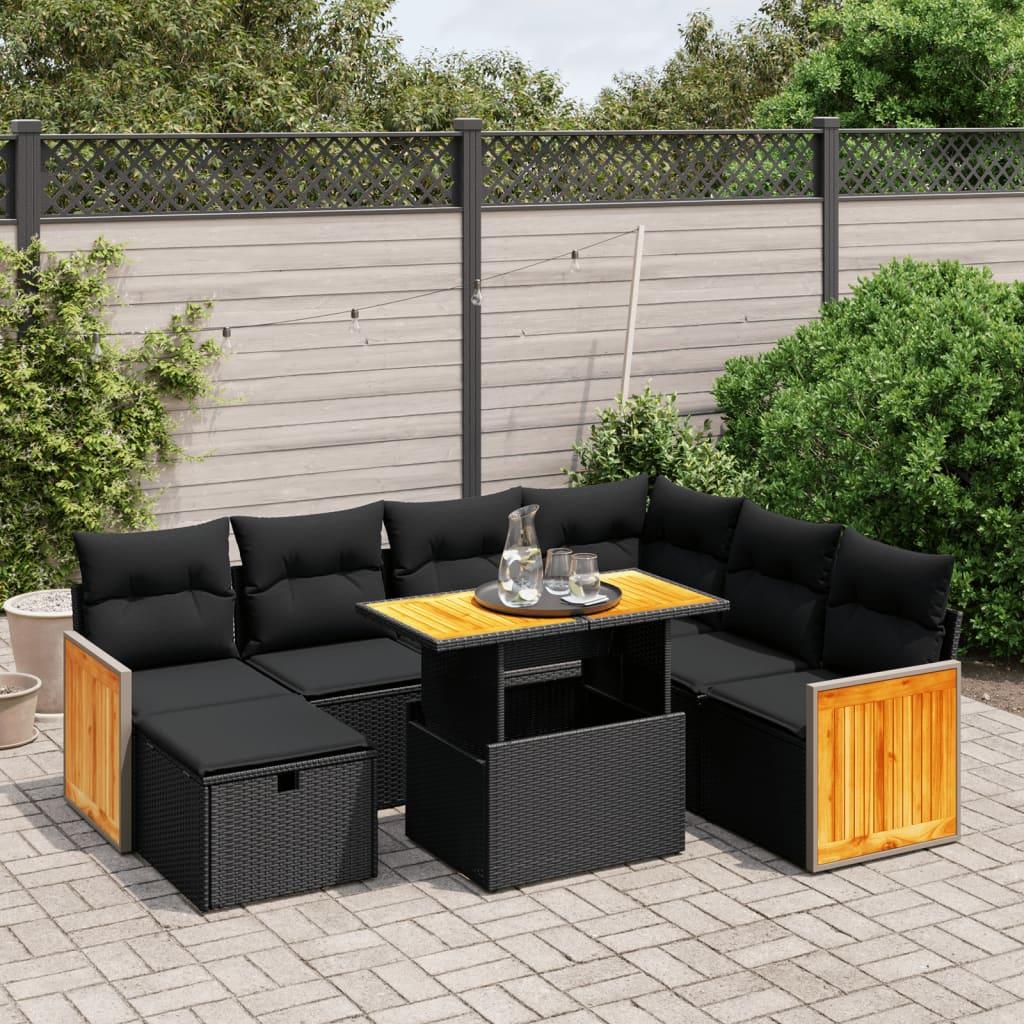 Sofasæt Til Haven 8 Dele Med Hynder Polyrattan - Sort