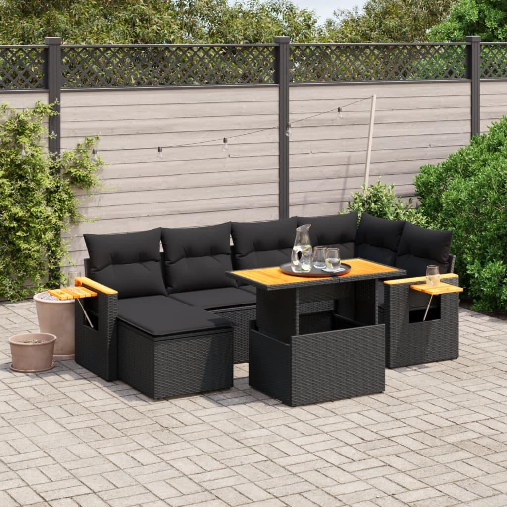 Sofasæt Til Haven Med Hynder Polyrattan - 1 / Sort / uden opbevaring