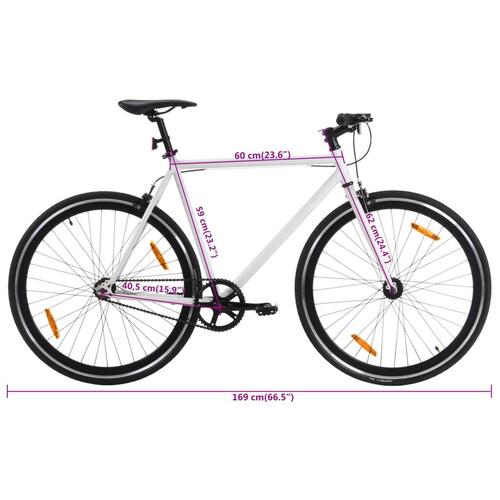 Cykel 1 gear 700c 59 cm hvid og sort