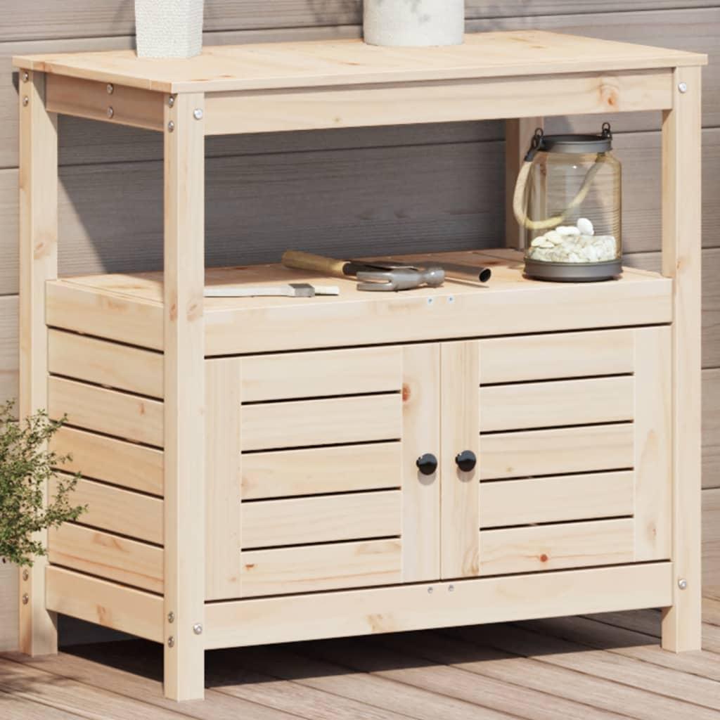 Plantebord med hylder 82,5x45x81 cm massivt fyrretræ
