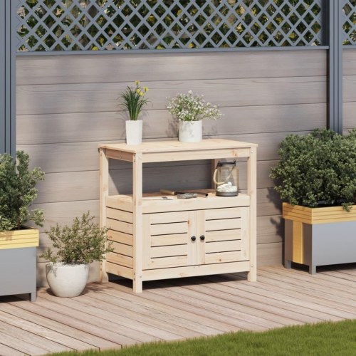 Plantebord med hylder 82,5x45x81 cm massivt fyrretræ