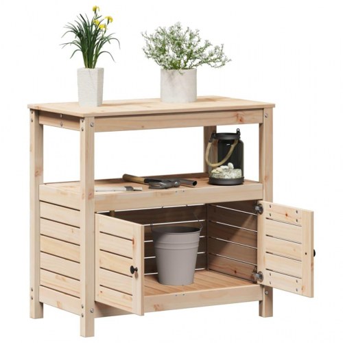 Plantebord med hylder 82,5x45x81 cm massivt fyrretræ