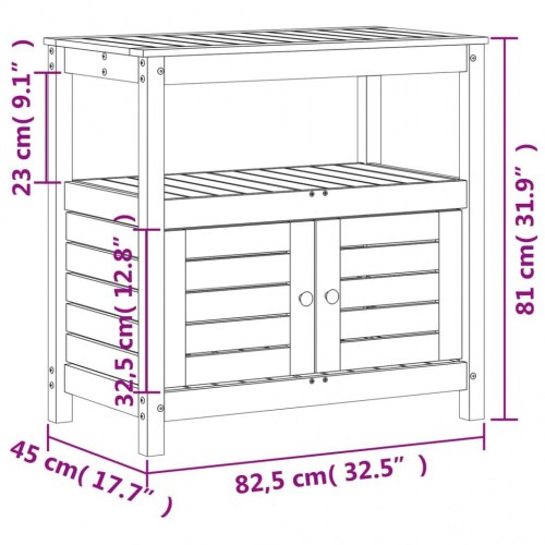Plantebord med hylder 82,5x45x81 cm massivt fyrretræ