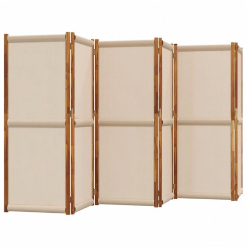 6-panels rumdeler 420 × 180 cm - gråbrun foldeskærm i akacietræ